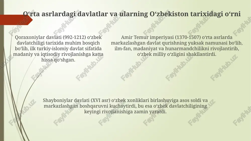 oʻzbek davlatchiligi tarixining tarixiy bosqichlari(oʻzbekiston hududida davlatlar tarixi misolida) - Page 5