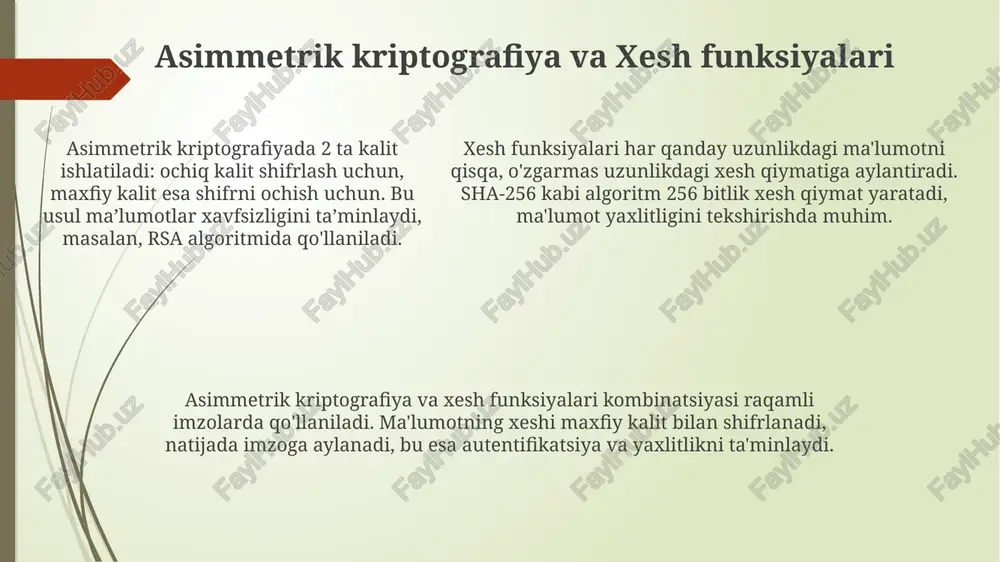 imol bilan. kelajakdagi tendensiyalar blokcheyn integratsiyasi kriptografik xavfsizlikni oshiradi, 2025 yilgacha markazlashmagan identifikatsiya uchun yangi imkoniyatlar yaratadi va shaffoflikni ta'minlaydi. ai yordamida imzolarni aniqlash 99% gacha aniqlik bilan soxta imzolar va firibgarliklarni aniqlaydi, xavfsizlikni oshiradi va risklarni kamaytiradi. kvantga chidamli algoritmlar standartlashtirilmoqda, chunki kelajakda kvant kompyuterlari mavjud shifrlashni buzishi mumkin, himoyani kuchaytirish uchun 2030 yilgacha talab qilinadi. savollar va javoblar 'savollar va javoblar' boʻlimi, koʻplab veb-saytlarda, 24/7 foydalanuvchilarga tez yordam beradi, oʻz-oʻziga xizmat koʻrsatish imkoniyatlarini oshiradi va yordam xodimlarining yukini kamaytiradi. savollar va javoblar, 'faq' sifatida ham tanilgan, 80% mijozlarning umumiy savollariga javob beradi, shuningdek, vaqt va resurslarni tejaydi, mijozlarning qoniqish darajasini 15% ga oshiradi. savollar va javoblar, 'faq' sifatida ham tanilgan, 80% mijozlarning umumiy savollariga javob beradi, shuningdek, vaqt va resurslarni tejaydi, mijozlarning qoniqish darajasini 15% ga oshiradi. e'tiboringiz uchun rahmat image1.png