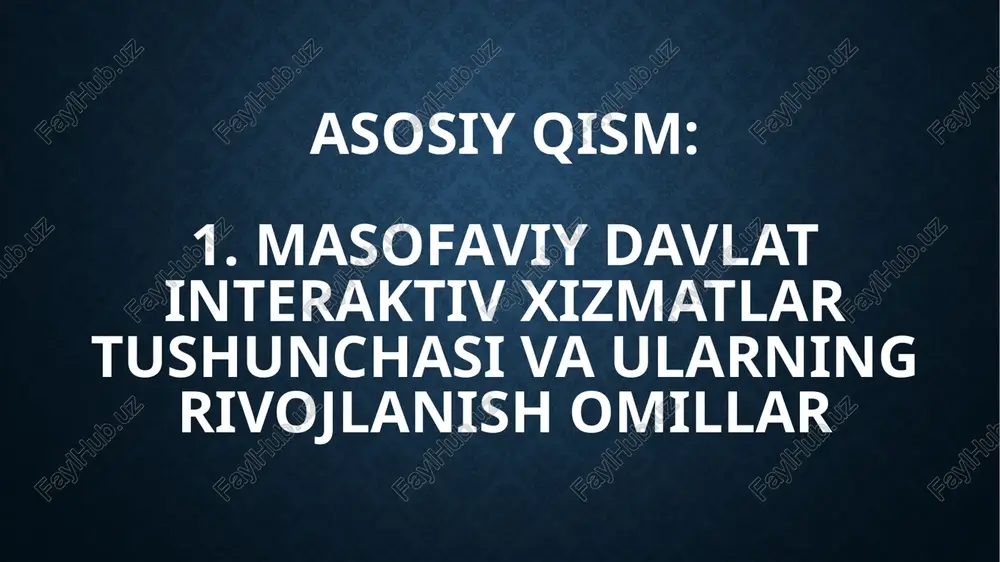 .12.2015 y., o‘rq–395. 3.my.gov.uz — yagona interaktiv davlat xizmatlari portali. rasmiy ma’lumotlar bazasi. 4.o‘zbekiston respublikasi vazirlar mahkamasining “axborot-kommunikatsiya texnologiyalari sohasida davlat xizmatlarini ko‘rsatishni rivojlantirish chora-tadbirlari to‘g‘risida”gi qarori. 2018 y. 5.yusupov a., xodjayev r. raqamli iqtisodiyot asoslari. – toshkent: “o‘zbekiston” nashriyoti, 2021. image2.jpeg image3.jpeg image4.jpeg image5.jpeg image6.jpeg image7.jpeg image8.jpeg image9.jpeg image10.jpeg image11.jpeg image12.jpeg /docprops/thumbnail.jpeg
