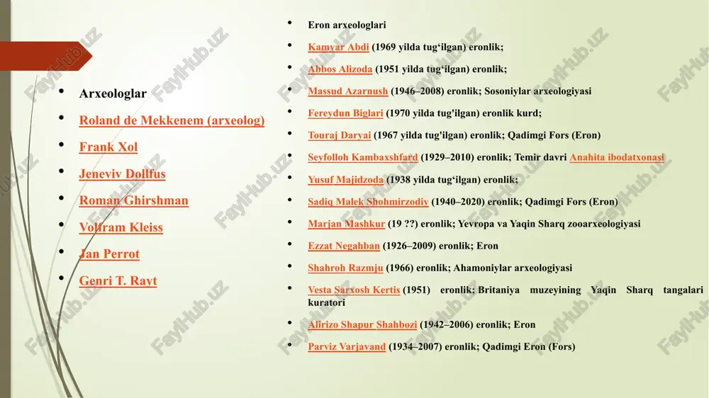 ab-yashnash davri bo'ldi. o'sha davrlarning gullab-yashnagan persepolis shahri. 224-624 yillarda ikkinchi fors imperiyasi, ya'ni sosoniylar sulolasi vujudga kelishi bilan olovga bag'ishlangan ibodatxonalar va monumental saroylar qurishda ahamoniylar me'morchiligi an'analari qayta tiklandi. image1.png image2.png image3.jpeg image4.jpeg image5.png image6.jpeg image7.gif image8.jpeg image9.jpeg image11.jpeg image10.jpeg image12.jpeg image13.png image14.png image15.jpeg image16.jpeg image17.jpeg /docprops/thumbnail.jpeg