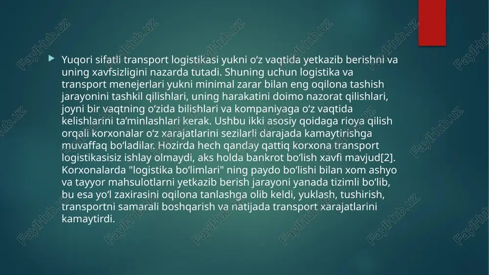 transport turlari va ularning logistika samaradorligigata'siri. - Page 5