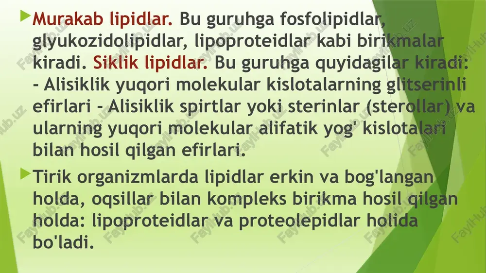 lipidlar va yog' kislotalarining biosintezi - Page 5