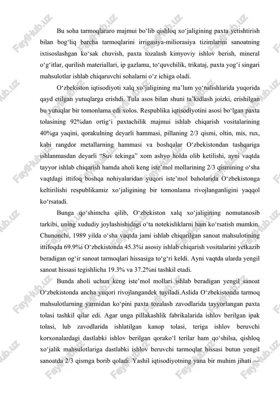 g‘liqlik ham alohida ahamiyatga ega. ekologik toza texnologiyalar, energiya tejamkor uskunalar, qayta tiklanuvchi energiya generatorlari, chiqindilarni qayta ishlash texnologiyalari yangi ilmiy tadqiqotlarni talab qiladi. bu esa innovatsion iqtisodiyotni shakllantirishga yordam beradi. rivojlangan davlatlar tajribasi shuni ko‘rsatadiki, yashil iqtisodiyotga o‘tish ilm-fan rivojiga turtki beradi va yuqori malakali mutaxassislar tayyorlanishiga sabab bo‘ladi. yashil iqtisodiyotning dolzarbligi ko‘plab xalqaro hujjatlar va sammitlarda tasdiqlangan. masalan: 1992-yil rio-de-janeyro “barqaror rivojlanish sammiti” kyoto protokoli (1997) parij kelishuvi (2015) bu hujjatlar ekologik xavfsizlikni ta’minlashda davlatlar zimmasiga majburiyatlar yuklaydi. bugungi kunda deyarli barcha mamlakatlar atmosferaga chiqariladigan zararli gazlar miqdorini kamaytirish bo‘yicha milliy strategiyalarni ishlab chiqmoqda. shuningdek, yashil iqtisodiyot xalqaro iqtisodiy raqobatbardoshlik uchun ham muhim. bozorlar tobora “eko-mahsulot”ga yo‘nalmoqda. masalan, ekologik toza qadoqlash, organik mahsulotlar, qayta ishlangan materiallardan tayyorlangan sanoat mahsulotlariga talab keskin oshmoqda. bu esa yashil iqtisodiyotga o‘tgan davlatlar uchun eksport imkoniyatlarining kengayishini anglatadi. yashil iqtisodiyot jarayonida davlatning roli juda katta. davlat quyidagi mexanizmlar orqali jarayonni boshqaradi: ekologik standartlarni …