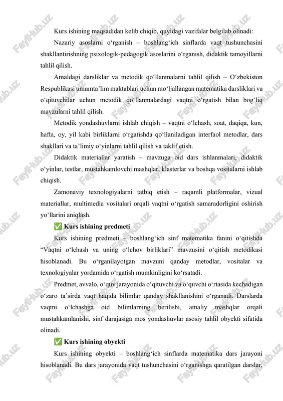 kompetensiyalar: o‘zini-o‘zi rivojlantirish kompetensiyasi – hayot davomida mustaqil o‘qib- o‘rganish, hayotiy tajribani mustaqil ravishda muntazam oshirib borish, o‘z xatti harakatini muqobil baholash va mustaqil qaror qabul qila olish ko‘nikmalarini egallashni nazarda tutadi. milliy va umummadaniy kompetensiya – ajdodlarimizning vaqtni o‘lchashda qo‘llagan quyosh soati, qum soati, suv soati kabi ixtirolari bilan tanishtirish orqali milliy merosimizni qadrlash. adabiy-nutqiy kompetensiya: · matnni gap ohangiga rioya qilgan holda aniq, ravon o‘qiy olish. darsda foydalaniladigan usullar: interfaol usullar, suhbat metodi, tushuntirish va ko’rgazmalilik, taqqoslash usuli, o’yin metodi. darsda foydalaniladigan jihozlar: soat maketi, qum soati, suv soati, quyosh soati rasmlari, bukletlar, tarqatmalar, proyektor, slaydlar, qadimiy vaqt o‘lchash vositalariga oid suratlar, qisqa matnli ma’lumotnomalar. darsning borishi: i. tashkiliy qism: · salomlashish, davomatni aniqlash; · siyosiy va ma’naviy daqiqa tashkil etish. ii. o‘tilgan mavzuni takrorlash. o‘quvchilarga: vaqt nima? , biz vaqtni qanday bilamiz, qaysi o’lchov asboblari orqali vaqtni o’lchaymiz– deb murojaat qilinadi. ularning javoblari tinglanadi va quyidagi ma’lumotlar …