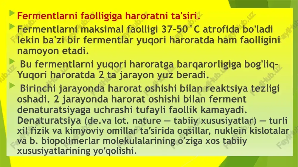 fermentlarning ahamiyati , katalitik mexanizmi va reaksiyalari - Page 5