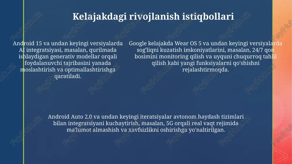 android operatsion tizimining rivojlanish bosqichlari - Page 5