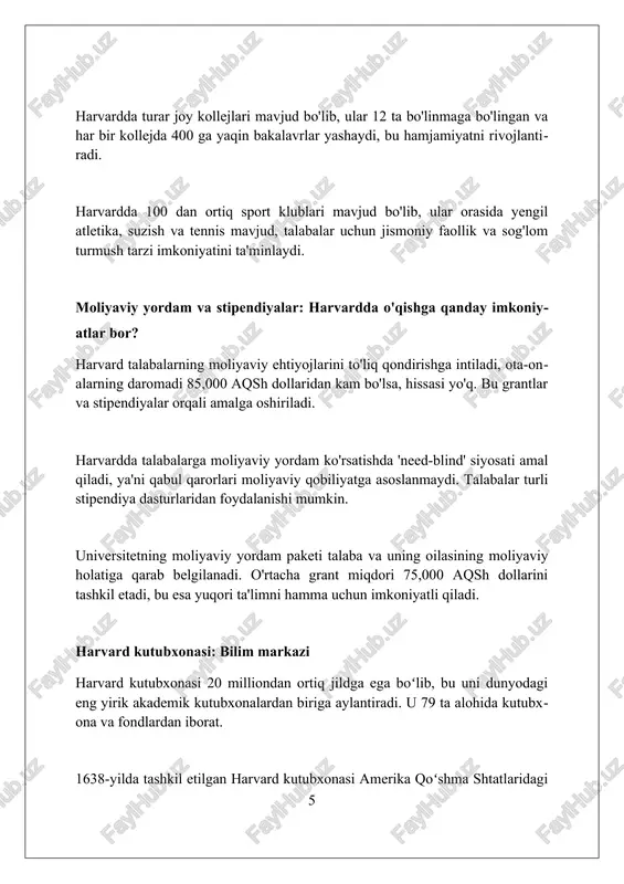 alarning 90% amaliy ahamiyatga ega ekanligini ko'rsatish va cheklovlarni 1-2 ta qisqa jumla bilan hal qilish lozim. xulosa demak, harvard dunyodagi eng mashhur universitetlardan biri ekanligi uning akademik obro'si va global ta'sirini tasdiqlaydi. foydalanilgan adabiyotlar 1. britannica ensiklopediyasi: garvard universiteti haqidagi ma'lumotlar. 2. aqsh news world report: universitet reytinglari, garvard, shu jumladan. 3. qs world university rankings: global universitet reytinglari, garvardning o'rni. 4. times higher education: dunyo universitetlari reytingi, garvard natijalari. 5 0 0 0 10