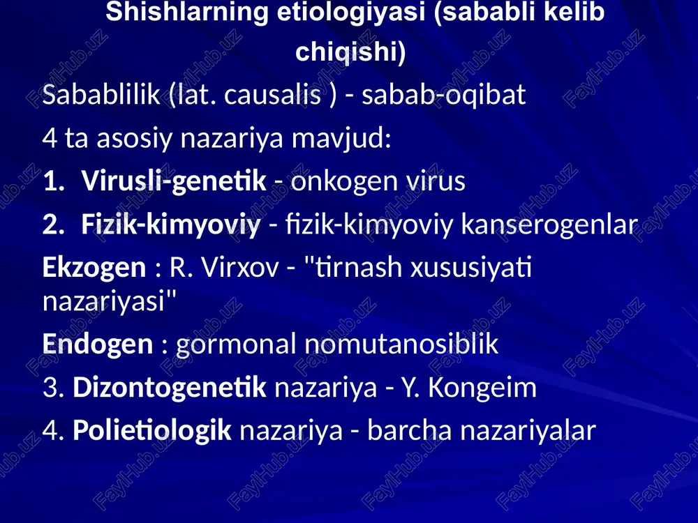 ga qaramay, hujayralarni o'zgartiradilar. bundan farqli o'laroq, transformatsiya sodir bo'lishi uchun saratonni bostiruvchi genlarning ikkala normal allellari ham zararlangan bo'lishi kerak.shuning uchun bunday genlar oilasi retsessiv onkogenlarga (homozigot holatda, ya'ni ikkita bir xil allel ishtirokida namoyon bo'ladi) tasniflanadi. kanserogenezning molekulyar asoslari proto-onkogenlar retrovirus paytida onkogenga aylanishi mumkin transduksiyalar (v- onklar ) yoki o'zgartiruvchi ta'sirlar ostida ular ichida situ hujayrali onkogenlarga (c- oncs ) kiradi. onkogen faollashuvi proto-onkogenlarni onkogenlarga aylantirish mexanizmlari ikkita katta jarayon guruhini o'z ichiga oladi: gen strukturasidagi o'zgarishlar , bu me'yordan farq qiladigan funktsiyaga ega bo'lgan g'ayritabiiy gen mahsulotining ( onkoprotein ) sinteziga olib keladi , shuningdek, gen tarkibidagi o'zgarishlar. gen ekspressiyasini tartibga solish , bu proliferatsiyani rag'batlantiruvchi tuzilishida normal bo'lgan oqsilning ko'payishi va noto'g'ri ishlab chiqarilishiga olib keladi. nuqta mutatsiyalari nuqta mutatsiyasidan kelib chiqqan faollashuvning eng yaxshi namunasi ras onkogenidir . ras oqsillarining gtpaz faolligini samarali ravishda kamaytiradigan bir qancha mutatsiyalar ma'lum . ras - retrovirus bilan …