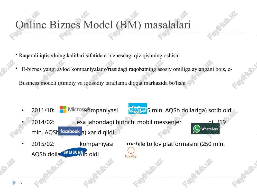 v biznes platforma istiqboldagi soha i * telekom, it, bozor uchun avtomobil kompaniyalarining tanlovi avtomobil elektron mahsulotlar yoki it qurilmasi sifatida + axborot va ko'ngil ochish mahalliy axborot va navigatsiya havolalari (reklama bozoridagi jozibadorlik) avtomashina bilan bo’glanish smart home(aqlli uy)ning xususiyatlari * aqlli boshqaruv (smart control) ovozni nazorat qilish, harakatni boshqarish va boshqalarni takomillashtirish. smart qurilmalar bilan oson bog'langan aqlli saqlash (smart save) elektr energiyasini ishlab chiqarish va iste'mol qilish modellariga muvofiq energiya sarfini kamaytirish aqlli uyning muhim iqtisodiy qiymati aqlli dastur (smart application) uy jihozlarini kengaytirish va kengaytirish mobil platformaning istiqboli * hayot tarixi (life log ) barcha kundalik ma'lumotlaringizni aqlli qurilmalar va mobil tarmoqlar orqali yozib olish ms lab: mylifebits loyihasi (inson hayotining barcha yozuvlarini qanday saqlash kerakligi bo'yicha tadqiqot) sun’iy intellekt texnologiyasi bilan bog'langan internetdagi narsalar va katta ma'lumot tahlillari bilan bog'langan yig'ilgan kundalik hayot ma'lumotlariga asoslanib ajratilgan shaxsiylashtirilgan xizmatlar taqdim etish virtual brain & life log …