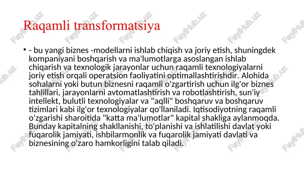 i eski bank ortida qoldiradilar va chakana savdo bo'yicha filial - raqamli bankni tashkil qiladilar, yana bir variant - bu klassik bank formatidan "sherik bank" moliyaviy ekotizimiga o'tish, bu esa boshqa kompaniyalar bilan hamkorlik aloqalarini o'rnatishni nazarda tutadi. hamkorlar tomonidan taqdim etiladigan xizmatlar mijozlarning keng ehtiyojlarini qondirishi kerak, bu esa ekotizim egasiga ularga bir martalik xizmat ko'rsatishga imkon beradi raqamli banklar xizmatlari hisob-kitob operatsiyalari, kreditlar berish, investitsiyalar, depozitlar bilan ishlash. mamlakatning iqtisodiy va texnologik rivojlanishi, qabul qilingan qonunchilik bazasi va bank sektori rivojlanishiga bog'liq bo'lgan yangi formatlardan foydalanishni boshlaydilar. massachusets texnologiya instituti raqamli bank sohasida 3ta innovatsiya raqamli bank xizmati - mobil va onlayn platformalardan foydalangan holda moliyaviy xizmatlarni amalga oshirish, bu bankning mijoz bilan ishlashi sifatini yaxshilaydi, vaqt va xarajatlarni tejaydi, xavfsizlikni oshiradi, xizmatlarning tezligi va sifatini oshiradi. bank faoliyati boshlangandan buyon mijozlarga xizmat ko'rsatish bank filiallarida jismoniy aloqa orqali amalga oshirilmoqda masofaviy bank xizmatlarining faol rivojlanishi davrida telefon …