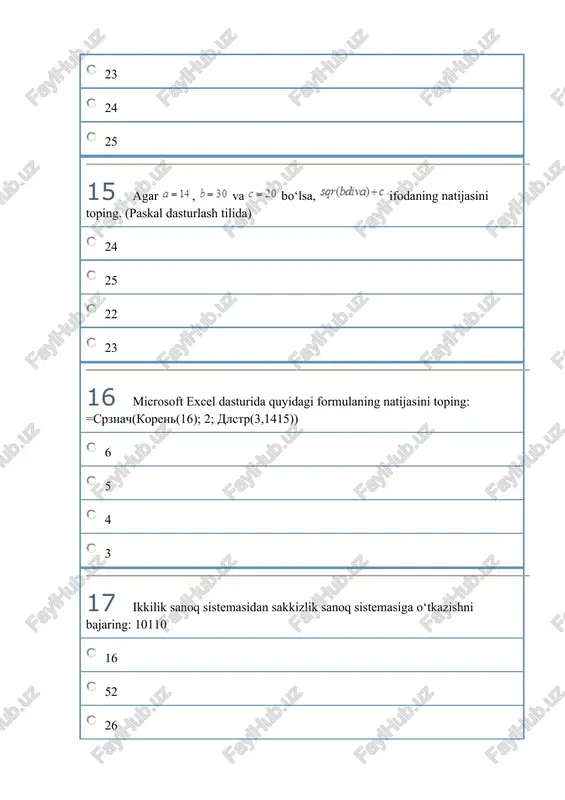 informatika attestatsiya imtihonlarida tushgan savollar to'plami - Page 5