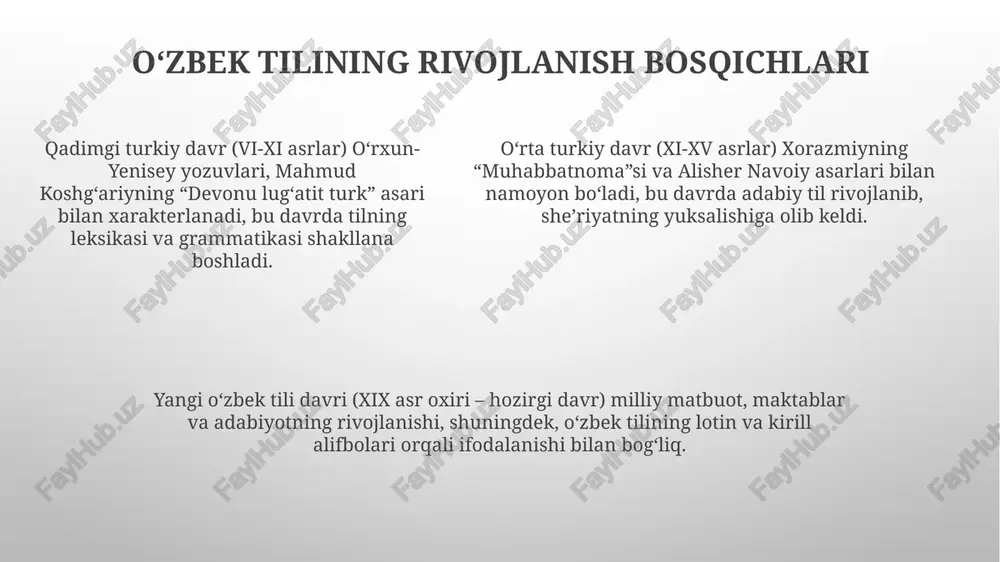 o'zbek tilining tarixi, shakllanishi va rivojlanish bosqichlari - Page 5