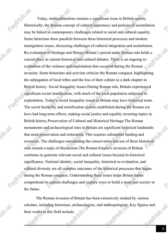also examines the cultural impact of roman rule on britain. 4. sheppard frere:frere made significant contributions to the study of roman britain with works like “britain bc” and “roman britain.” his research, based on archaeological evidence, highlights the effects of the roman invasion on the daily lives of the local population. 5. mary beard:a prominent modern historian and classicist, mary beard is known for her expertise in roman history. she has extensively discussed roman imperial policies, social structures, and their broader implications on conquered territories like britain. there are several unresolved issues in historical literature concerning the roman invasion of britain. these topics remain subjects of ongoing scholarly debate among historians and archaeologists. the most significant and pressing issues are as follows: 1. the nature of local resistance and rebellions issue: there are numerous sources about the resistance of local british tribes, particularly the boudiccan revolt. however, the full objectivity …