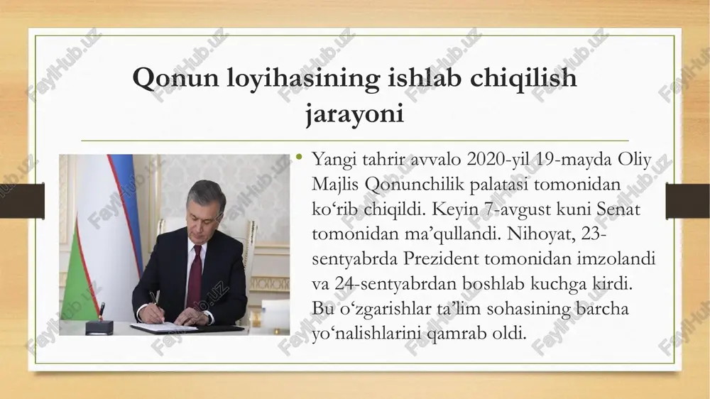 o'zbekiston respublikasining talim togrisidagi qonuni taqdimoti - Page 5