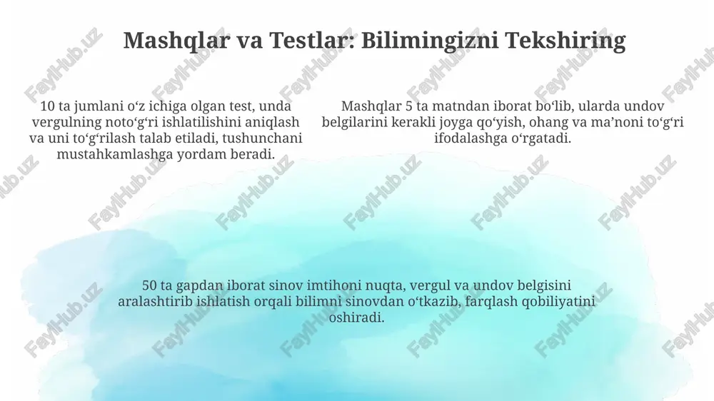 nuqta, vergul, undov belgisi: asosiy qoidalar va misollar - Page 5