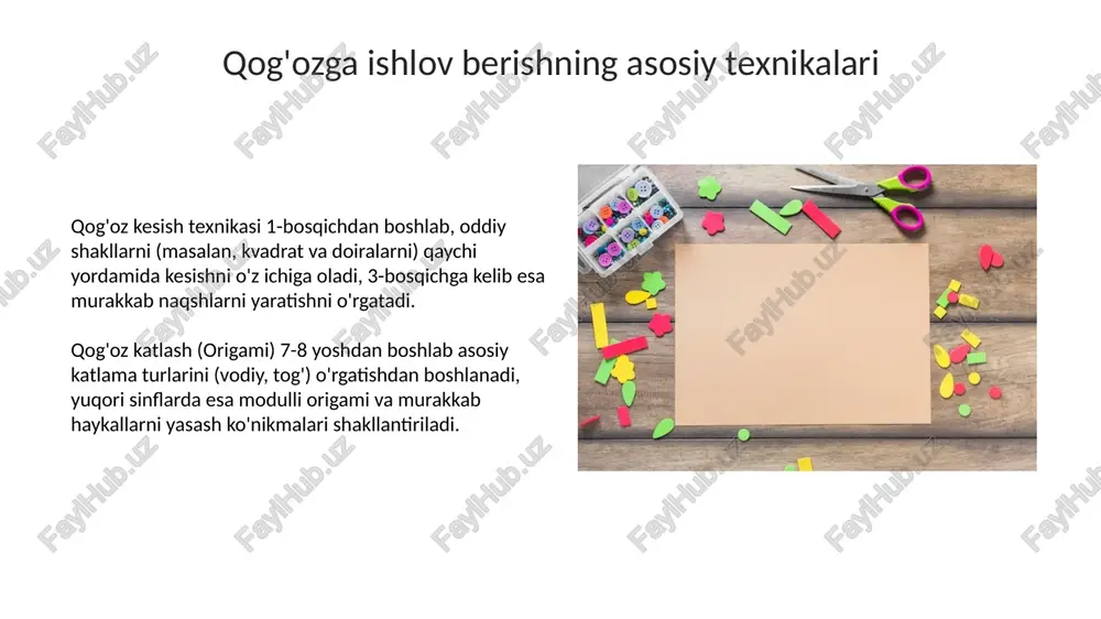 qog'oz va karton bilan ishlash darslarining mazmuni - Page 5