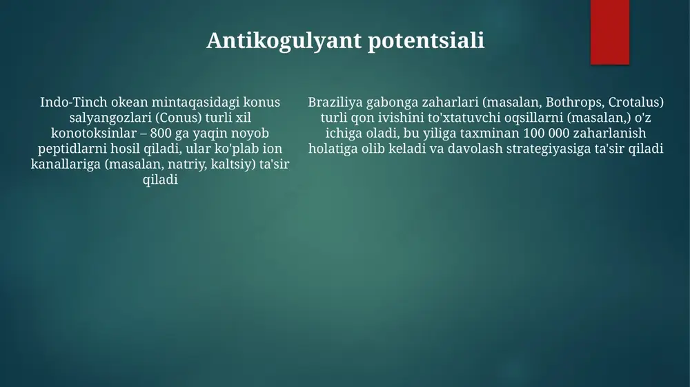 zaharli hayvonlarning tibbiyotdagi ahamiyati - Page 5