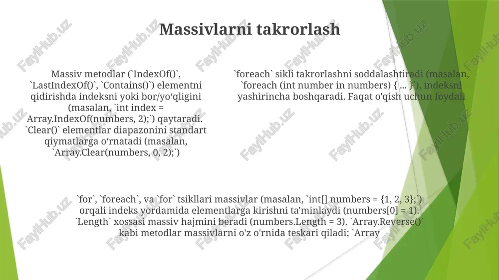 array ma'lumotlar tuzilmasi va uning metodlari bilan ishlash - Page 5