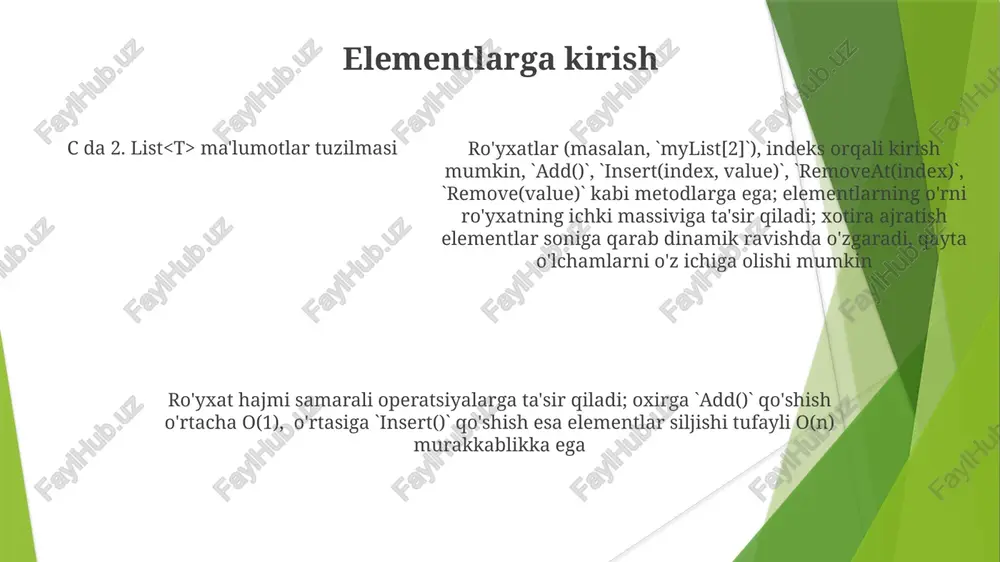 list ma'lumotlar tuzilmasi va uning metodlari bilan ishlash - Page 5
