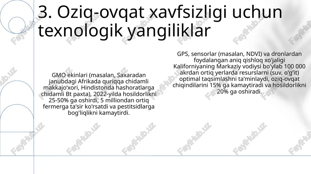 hikastlanishiga olib keladi 11. ochlikning sog'liqqa ta'siri 12. jamoa harakatining kuchi 2020-yildan beri davom etayotgan efiopiyaning tigray viloyatidagi mojaro keng ko'lamli ocharchilikka olib keldi; tigray, afar va amhara viloyatlarida 400 mingdan ortiq kishi ochlikdan azob chekdi; davom etayotgan janglar va infratuzilmaning yetishmasligi oziq-ovqat yordamini cheklab, kamida 5,2 million kishiga ta'sir ko'rsatdi. sahel mintaqasi (mali, burkina faso, niger)da takrorlanuvchi ocharchilik kuzatilmoqda; iqlim oʻzgarishi, zoʻravon ekstremizm (boko haram, islom davlati tarafdorlari) va koʻchirish millionlab odamlarni, 27 milliondan ortiq odamni jiddiy oziq-ovqat tanqisligi bilan qoldirib, mali mopti viloyati kabi hududlarda ocharchilikka moyillikni oshirmoqda. 2022-yilgi bmt ma’lumotlariga ko'ra, yaman’da 13,5 million kishi o'tkir ovqatlanish etishmasligidan aziyat chekmoqda. shimoliy hududlarda, ayniqsa, sa’da va hajja viloyatlarida mojaro kuchayib borishi oziq-ovqat ta’minotini yomonlashtirmoqda va yordam yetkazishni cheklayapti; 2021-yilda 400 ming bola og'ir o'tkir ovqatlanish etishmasligidan azob chekdi. 13. ochlik va mojaro okean kislotalanishi, co2 darajasining 30% ga oshishi bilan bog'liq bo'lib, dengiz ekosistemalariga zarar yetkazadi va baliqchilikka …