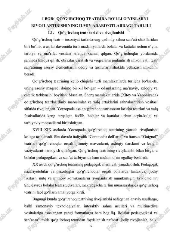 moqda. qo‘g‘irchoq teatr insoniyat tarixida eng qadimiy teatr shakllaridan biri bo‘lib, u turli davrlarda o‘yin-kulgi, tarbiya va ma’rifat vositasi sifatida ishlatilgan. qo‘g‘irchoqlar yordamida sahnada voqealarni jonlantirish, obrazlar yaratish va murakkab hissiy holatlarni ifodalash imkoniyati bolalar va kattalar uchun sahna san’atini tushunarli qiladi. qo‘g‘irchoq teatrining kelib chiqishi turli madaniyatlarda turlicha bo‘lib, uning asosiy maqsadi doimo bir xil bo‘lgan – axloqiy, ma’naviy va estetik tarbiyani shakllantirish. misol uchun, xitoyda qo‘g‘irchoq teatr ming yillik tarixga ega bo‘lib, u dastlab diniy marosimlar va folklor hikoyalarini sahnalashtirishda ishlatilgan. yaponiyada esa “bunraku” qo‘g‘irchoq teatr shakli xvii asrdan rivojlanib, murakkab dramatik hikoyalarni qo‘g‘irchoqlar yordamida ifodalash orqali tomoshabinlarda hissiy ta’sir yaratgan. yevropada qo‘g‘irchoq teatrining rivojlanishi xviii–xix asrlarda kuchaydi. italiyalik “commedia dell’arte” maktabi orqali qo‘g‘irchoq teatr ijtimoiy mavzular, axloqiy darslar va kulgili vaziyatlarni sahnalashtirgan. fransiyada “guignol” teatrlari esa oddiy xalq hayotidan lavhalarni, odamlararo munosabatlarni va axloqiy masalalarni bolalar va kattalarga tushunarli tarzda yetkazgan. shu davrda qo‘g‘irchoq teatrining nafaqat o‘yin-kulgi, …