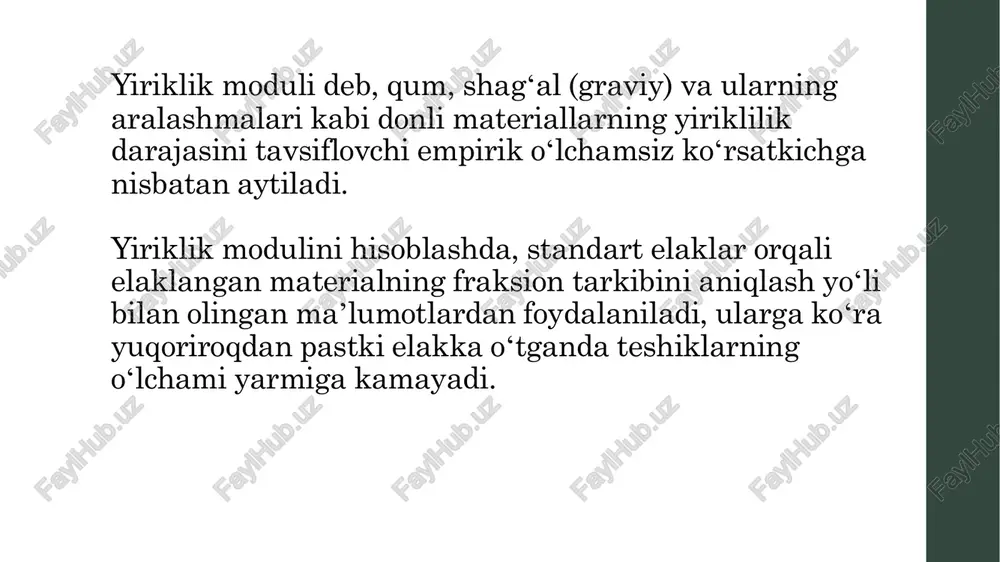 mayda to’ldiruvchilar tarkibidagi chang va loy miqdorini, suv shimuvchanligini aniqlash - Page 5