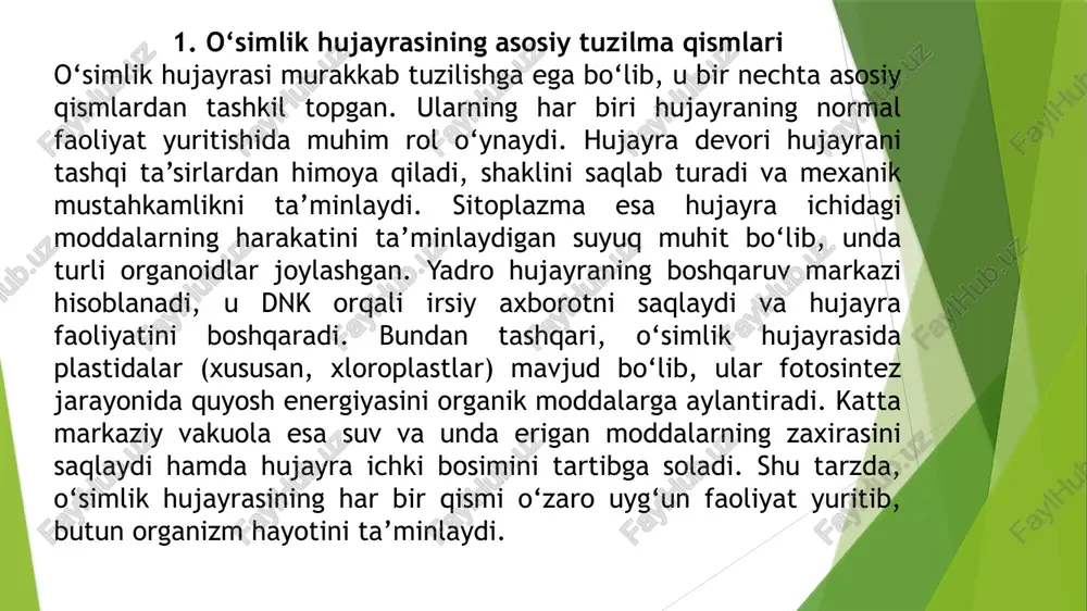 o‘simlik hujayrasining tuzilishi va funksiyalari - Page 5