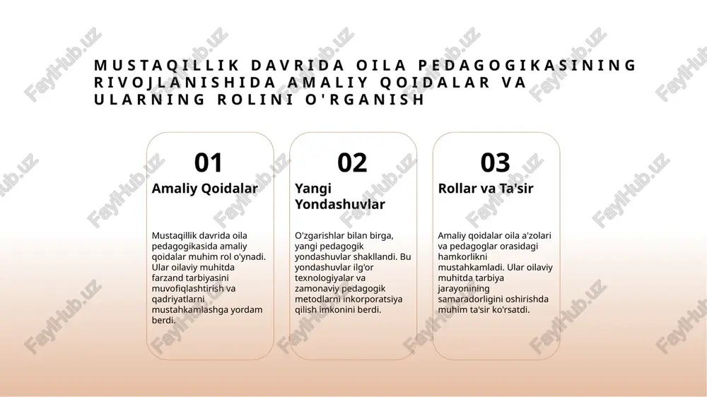 va zamonaviy tendensiyalar. xalq ta'limi, 2018. 5. toshmatov j. oila pedagogikasining asosiy qoidalari va rivojlanish yo'nalishlari. oila va ma'rifat, 2022. e'tiboringiz uchun rahmat! /docprops/thumbnail.jpeg