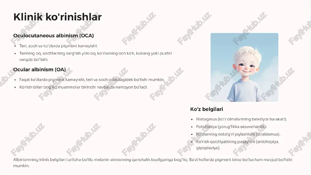 albinizm: etiopatogenezi, klinikasi, diagnostikasi, davolash va profilaktikasi - Page 5