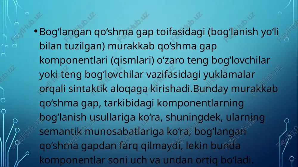 matn). bunday matnda muallif yoki asar qahramoni o‘zi boshidan o‘tkazgan eshitgan, ko‘rgan yoki guvoh bo‘lgan biror voqeani hikoya qilib beradi. xotiralar, esdaliklar, ertak va rivoyatlarni narrativ matn turiga kiritish mumkin. mavzu:uslubiyat turlari reja: 1. uslubiyat haqida umumiy ma’lumot 2. nutq uslublari: so‘zlashuv uslubi, ilmiy uslub, rasmiy-idoraviy uslub, ommabop (publitsistik) uslub, badiiy uslub. 3. nutq madaniyati 4. uslubiyat turlari: leksik uslubiyat, fonetik uslubiyat, grammatik uslubiyat, morfologoik uslubiyat, sintaktik uslubiyat. uslubiyat haqida umumiy ma’lumot u s l u b i y a t tilshunoslik fanining bir bo‘limi bo‘lib, nutq jarayonida til hodisalarining maqsadga, sharoitga va muhitga mos ravishda foydalanish qonuniyatlari bilan tanishtiradi. uslubiyatda uslublar, til vositalarining nutqda qo‘llanish yo‘llari, fonetik, lug‘aviy, frazeologik va grammatik birliklarning qo‘llanish xususiyatlari o‘rganiladi. o‘zbek adabiy tilida quyidagi asosiy nutq uslublari bor: so‘zlashuv uslubi, badiiy uslub, rasmiy uslub, ommabop uslub, ilmiy uslub (ayrim darsliklarda so‘zlashuv uslubidan boshqa barcha uslublar kitobiy uslub degan umumiy nom ostida beriladi): durust, metro, …