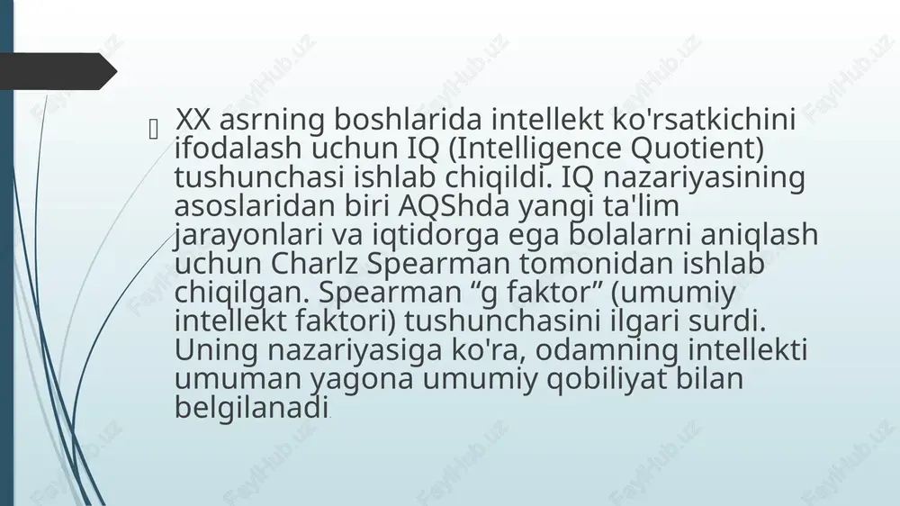tchilar iq va kreativlik o'rtasida kamida o'rtacha darajada musbat korrelyatsiya mavjudligini aniqlashgan. - ushbu korrelyatsiya darajasi odatda 0.2 dan 0.5 gacha o'zgarib turadi, bu esa o'rtacha darajadagi ijobiy bog'liqlikni ko'rsatadi. - g‘ayrat (threshold theory) nazariyasiga ko‘ra, kuchli kreativlik ko'pincha yuqori iq darajasida kuchliroq namoyon bo'ladi, ammo minimal iq darajasidan yuqoriga chiqganidan keyin kreativlikda sezilarli rivojlanish kuzatilmaydi. 4. **statistikalar va qo'shimcha faktlar**: - aqshda o'tkazilgan bir tadqiqot shuni ko'rsatdiki, iq darajasi 120 dan yuqoridagi shaxslarda kreativlik va akademik muvaffaqiyatlar o'rtasidagi bog'liqlik yuqori edi. - meta-tahlillar shuni ko'rsatdiki, iq va kreativlik o'rtasidagi o'rtacha korrelatsiya koeffitsienti 0.3 atrofida. - kreativlik testlarida yuqori natijalar ko'rsatgan kishilar ko'pincha san'at va ilm-fan sohalarida yuqori natijalarga erishishadi. - kreativlik va iq turli xil miya strukturalari va funktsiyalariga bog'liq bo'lishi mumkin va shuningdek, turli xil neyron tarmoqlarni ham jalb qilishi mumkin. to'liq ma'lumotlar va raqamlar mavjud tadqiqotlar va tadkillerga asoslangan bo'lib, ular iq va kreativlik o'rtasidagi murakkab va …