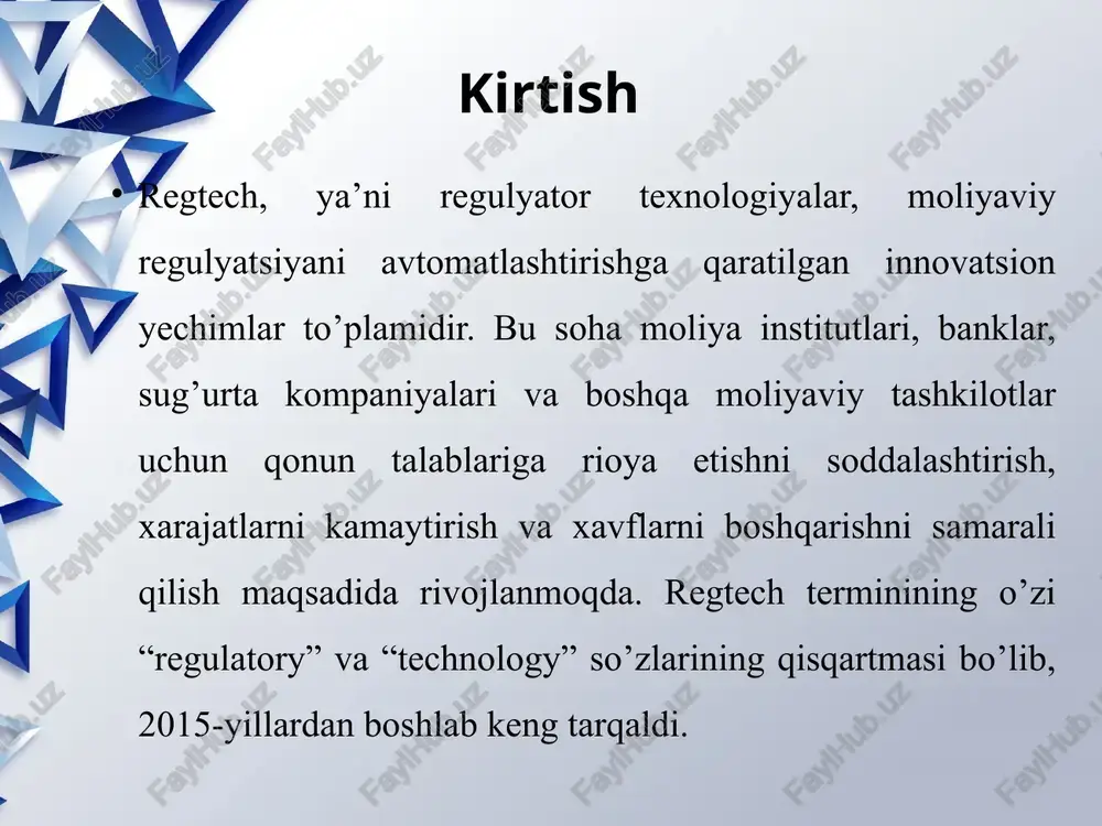 regtech-moliyaviy regulyatsiyani avtomatlashtirish texnologiyalari - Page 5