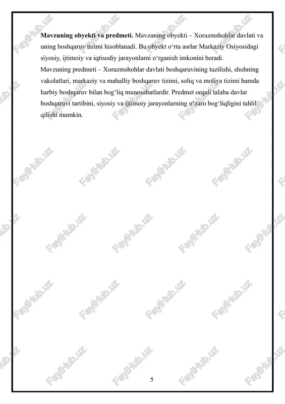 a. xorazmshohlar davlati hududiy jihatdan viloyatlar va tumanlarga bo‘lingan bo‘lib, markaziy hokimiyatning qat’iy nazorati ostida bo‘lgan. har bir viloyatga markazdan tayinlangan hokimlar boshqaruvni amalga oshirgan va shohning qarorlarini bajarish, tartibni saqlash vazifasini bajarishgan viloyat hokimlari shohga muntazam hisobot berishgan, bu esa markaziy hukumatning hududlar ustidan qat’iy nazoratini ta’minlagan. shu bilan birga, viloyatlarda harbiy qo‘shinlar mavjud bo‘lgan va ular markaziy harbiy devon bilan muvofiqlashtirilgan. mahalliy boshqaruv tizimi markaziy hokimiyat bilan uyg‘un ishlagan: viloyat hokimlari va markaziy devonlar orasida aniq vazifalar va mas’uliyatlar taqsimlangan bo‘lgan. bu tizim xorazmshohlar davlatining siyosiy barqarorligini, hududiy birligini va harbiy tayyorgarlikni mustahkamlashga xizmat qilgan. xorazmshohlar davlati viloyatlarga bo‘lingan bo‘lib, har bir viloyatni markaz tomonidan tayinlangan vakil — “wālī” yoki “nāib” — boshqargan. viloyatlardagi hokimlar markaziy hukumatga, ya’ni shohga bevosita hisobot bergan. bu markaz bilan mahalliy darajadagi boshqaruv o‘rtasida aloqani ta’minlagan. hududiy hukmronlik va boshqaruvda harbiy hamroh amallar qo‘llanilgan: viloyatlarda joylashgan qo‘shinlar va garnizonlar markaziy harbiy boshqaruvga ulangan …