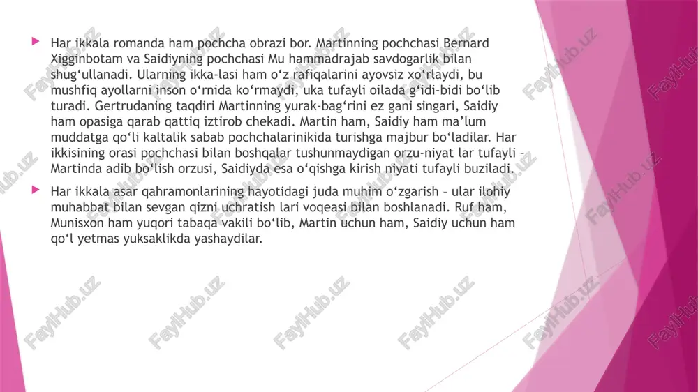 ga xos talqini har ikki adibning inson ruhiyati, uning murakkab kechinmalari, ichki kurashi va xarakter shakllanishiga chuqur yondashganini ko‘rsatadi. jek london ijodida psixologizm ko‘proq ekstremal hayotiy vaziyatlar, tabiat bilan kurash, irodaviy sinovlar orqali namoyon bo‘ladi. uning qahramonlari hayot-mamot chegarasida ruhiy keskinlikka duch keladi, aynan shu keskinlik ularning ichki kuchini ochib beradi. london uchun insonning tabiat oldidagi ojizligi emas, balki iroda va qat’iyatning ustuvorligi muhim bo‘lib, ruhiy jarayonlar dramatik, dinamik va keskin holatlar orqali ochiladi. abdulla qahhor esa psixologizmga yanada nozik, ichki sokin, hayotiy-irodiy asoslar bilan yondashadi. uning obrazlarida ichki konfliktlar jamiyat, muhit, axloqiy mezonlar bilan bog‘liq bo‘lib, ruhiy jarayonlar kulgi, kinoya, dialog va badiiy detallar orqali ko‘rsatiladi. qahhor qahramonlarining ruhiy olami hayotiy realizm asosida, bir qarashda oddiy tuyulgan, ammo ma’no jihatdan murakkab voqealar orqali yoritiladi. uning badiiy psixologizmi o‘zbek adabiy an’analariga tayanadi va milliy ruhga xos tasvir usullarini mujassam etadi. foydalanilgan adabiyot: qobilova n.s. jek london va abdulla qahhor ijodida …