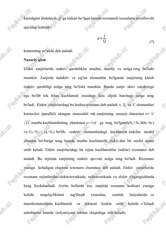elektr zanjirlarda rezonans, tok va kuchlanishlar rezonansi - Page 5