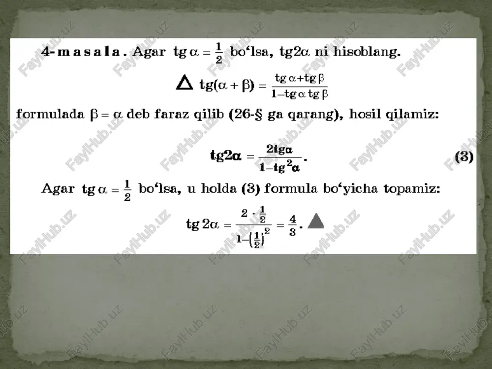 ikkilangan burchakning sinus va kosinusini misollar - Page 5