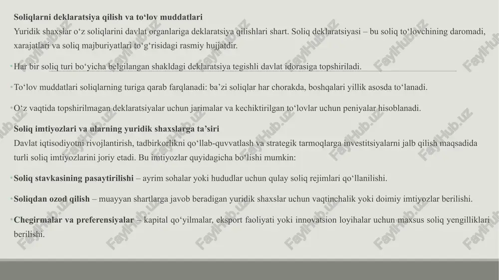 yuridik shaxslar tomonidan toʻlanadigan soliqlar - Page 5