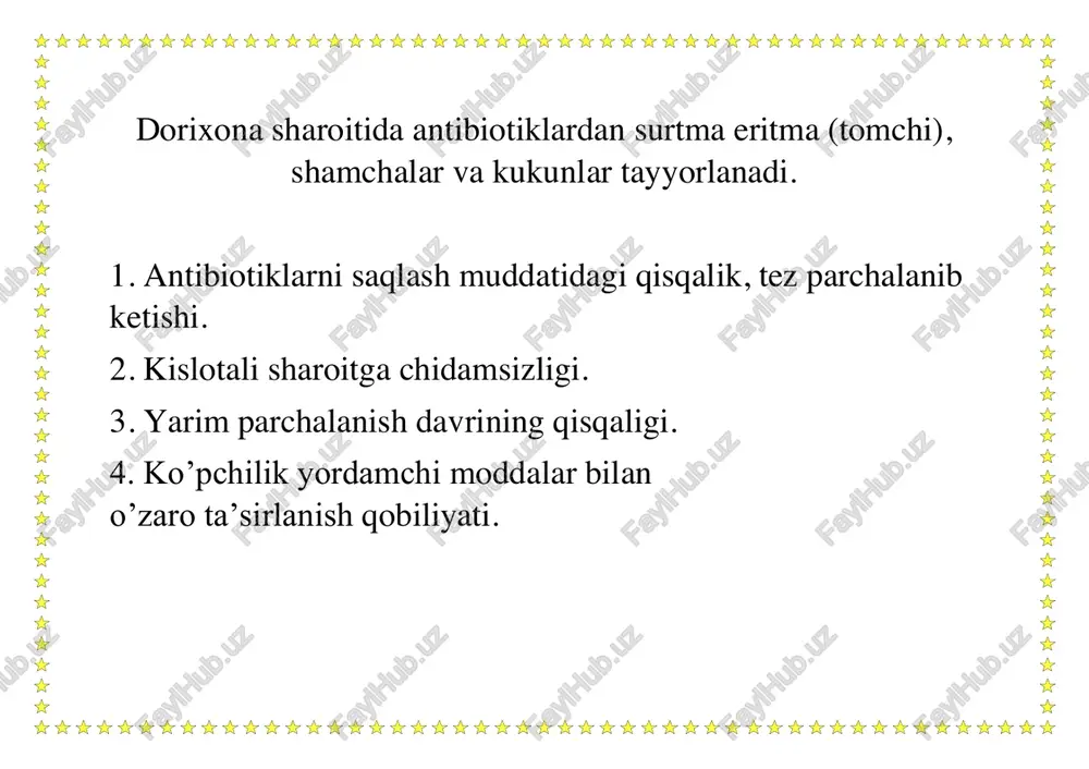 bo’ladi. chin eritmalarni elektron mikroskop yoki ultramikroskopda karalganda ham bir tusli (gomogen) holda ko’rinadi. ularning zarrachalari oddiy filtrda ham, mikrofiltrda ham ajralmaydi. chin eritmalar oson diffuziyalanadi. surtmalar (unguenta) – yumshoq dori shakllari bo‘lib, asosan maxalliy ishlatish uchun mo‘ljallangan. ularning dispers muhitlari shunday reologik (etarli qovushqoqlik, plastiklik va psevdoplastik) ko‘rsatkichlarga egaki, uning natijasida surtmalar belgilangan haroratda ham o‘zining turg‘unligini etarlicha saqlab qola oladi.