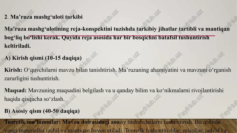 mutaxassislik fanlaridan ma’ruza mashg’uloti reja konspektini tuzish - Page 5