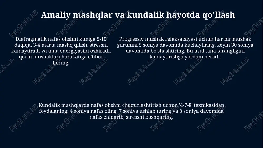 nafas olish mashqlari va mushaklarniboʻshashtirishmashqlari - Page 5