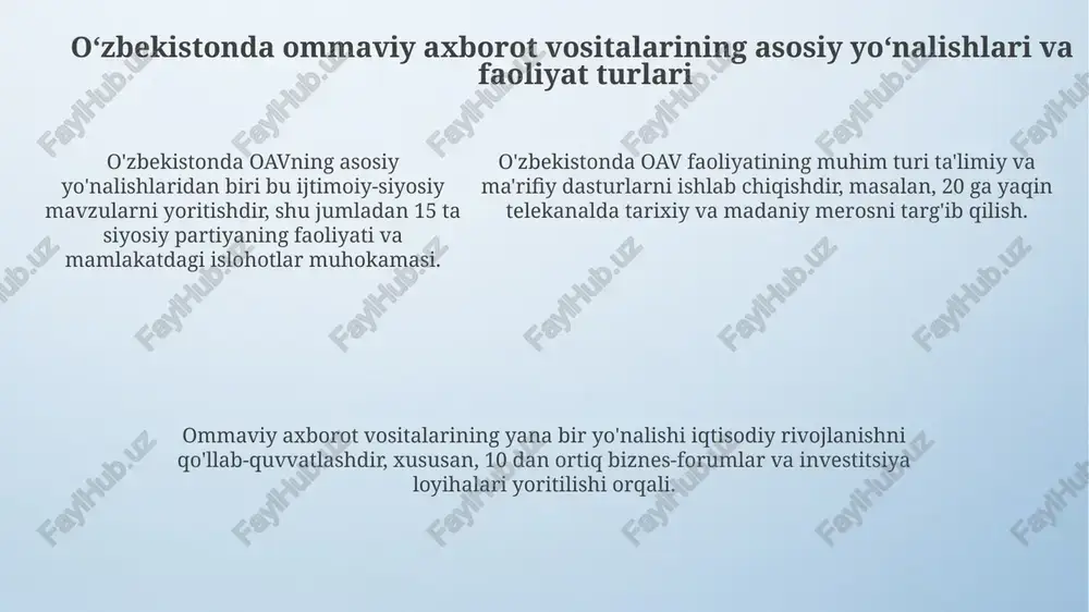 oʻzbkekiston respublikasida ammaviy axborot vositalarining faoliyati - Page 5