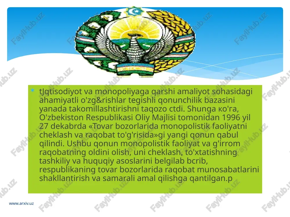 aryo qashqadaryo qashqadaryo qashqadaryo qashqadaryo qashqadaryo jizzax jizzax jizzax jizzax jizzax jizzax namangan namangan namangan namangan namangan namangan sirdaryo sirdaryo sirdaryo sirdaryo sirdaryo sirdaryo andijon andijon andijon andijon andijon andijon surxondaryo surxondaryo surxondaryo surxondaryo surxondaryo surxondaryo farg'ona farg'ona farg'ona farg'ona farg'ona farg'ona samarqand samarqand samarqand samarqand samarqand samarqand toshkent v. toshkent v. toshkent v. toshkent v. toshkent v. toshkent v. toshkent sh. toshkent sh. toshkent sh. toshkent sh. toshkent sh. toshkent sh. kolichestvo predpriyatiy dolya ot obshego kol-va, % kolichestvo predpriyatiy dolya ot obshego kol-va, % 2009 2010 1.6 2.25 3.6 4.4 6.2 7.7 3.8 8.4 9 12.4 5.5 15.5 6.5 15.6 4.3 22.8 10.3 24.6 6.1 26 28.5 62.6 23.4 78.9 40.9 128.2 135.6 327.8 list1 informatsiya o deystvuyushix predpriyatiyax s uchastiem inostrannix investitsiy po sferam deyatelnosti (2005-2007gg.) kolichestvo predpriyatiy dolya ot obshego kol-va, % kolichestvo predpriyatiy dolya ot obshego kol-va, % 2009 2010 1 xorazm 33 0.0% 33 …