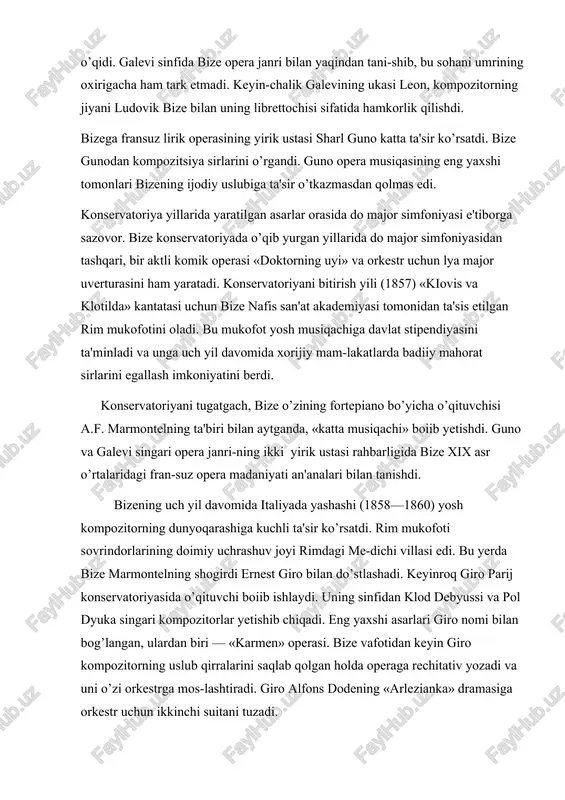 lekin "guzla emir" uchun kulgili ohanglar, ijro nomlanganidek, umuman tug'ilmagan. eng sevimli odam va eng yaxshi do'st qiyin ahvolda bo'lganida, ular qanday paydo bo'lishi mumkin edi. 1861 yil 8 sentyabrda jorjning onasi vafot etdi. biri tuzatib bo'lmaydigan yo'qotish ikkinchisini ta'qib qildi. olti oy o'tgach, nafaqat o'qituvchi vafot etdi, balki bizening ustozi va yordamchisi - fromental halevi. o'zining yaqinlarini yo'qotishidan bostirilgan jorj, qandaydir yo'l bilan o'zini chalg'itishi uchun, ishga borishga ko'proq harakat qildi, ammo natijada u asabiy taranglik va tanazzulga uchradi. 1862-yilda u «lirik teatr»dan «javohir iz!ovchilar» operasi uchun taklif oladi. bu opera 1863-yilda qo’yilgan va muallifga katta muvaffaqiyatlar keltirgan edi. «ja-vohir izlovchilar» operasida fransuz kompozitorining sharq ek-zotikasi bilan qiziqishlari o’z ifodasini topgan. asl sharq ohang-laridan foydalanmasdan turib ham bize alohida olingan sharq koloritini haqqoniy va maftunkor tarzda ko’rsata olgan. 1863 yil davomida bize "marvarid izlovchilar" yangi operasida ishlagan va 1864 yilda u vezindagi adolphe-aman tomonidan sotib olingan o'rmon uchastkasida uy …