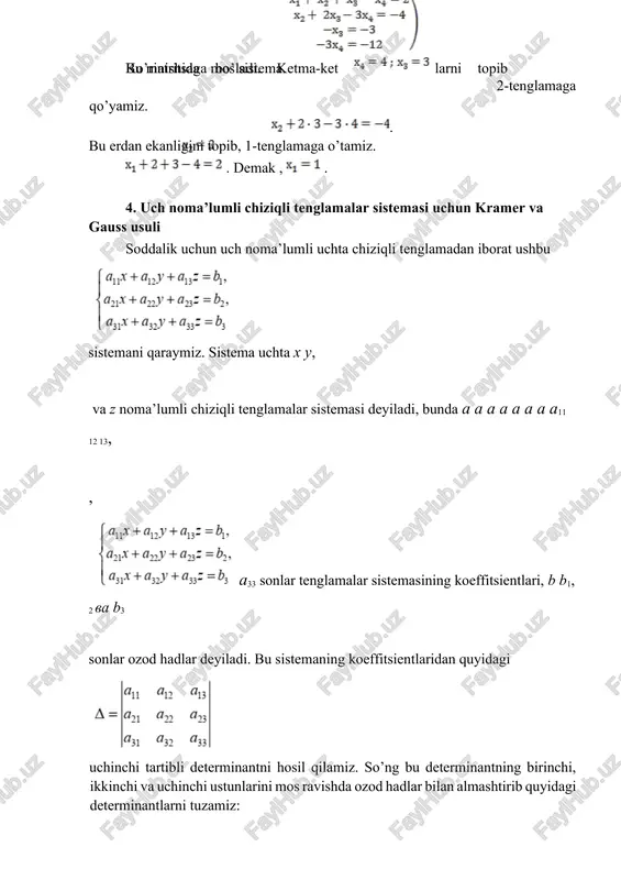 chiziqli tenglamalar sistemasi - Page 5