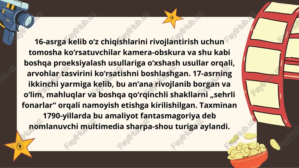 irlari“ (k. gertel), „makrli changal“ (v. kozlov), „chodira“ (m. averbax) kabi filmlar shular jumlasidan.