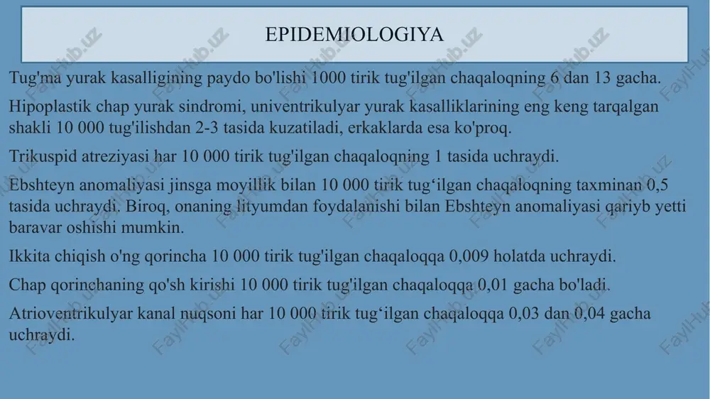 ik chap atriumdan kislorodga boy qonni o'ng atriumdan venoz qon bilan aralashtirishga imkon beradi. aralash qon binafsha rangli o'q bilan ko'rsatilgan. o'pka stenozi o'pka stenozi yurak qopqog'i kasalligining bir turi bo'lib , unda o'pka qopqog'i juda tor yoki qattiq bo'ladi. bu qonning yurakdan o'pka arteriyasiga, yurakni o'pka bilan bog'laydigan qon tomiriga qanchalik yaxshi o'tishiga ta'sir qiladi. o'pka stenozi bo'lgan ko'plab bolalar davolanishga muhtoj emas fallot tetralogiyasi fallot tetralogiyasi eng keng tarqalgan murakkab tug'ma yurak kasalligi bo'lib, to'rtta nuqsonning kombinatsiyasi hisoblanadi: o'pka stenozi katta qorincha septal nuqsoni ortiqcha ustun aorta. bu nuqson bilan qonni tanaga (aorta) olib boradigan asosiy qon tomir o'z joyida emas. chap qorincha tepasida bo'lish o'rniga , u ikki qorincha o'rtasida joylashgan. natijada, o'ng qorinchadan venoz qon o'pkaga (o'pka arteriyasi) qon olib boradigan qon tomiriga emas, balki to'g'ridan-to'g'ri aortaga oqishi mumkin. o'ng qorincha gipertrofiyasi yurakning odatdagidan ko'proq ishlashiga to'g'ri keladi, bu o'ng qorincha mushaklarini odatdagidan qalinroq qiladi. oddiy …