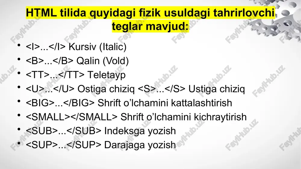 frontendda html teglari bilan ishlash, head bo’limi tahlili, html tilida formalar va mashqlar. - Page 5