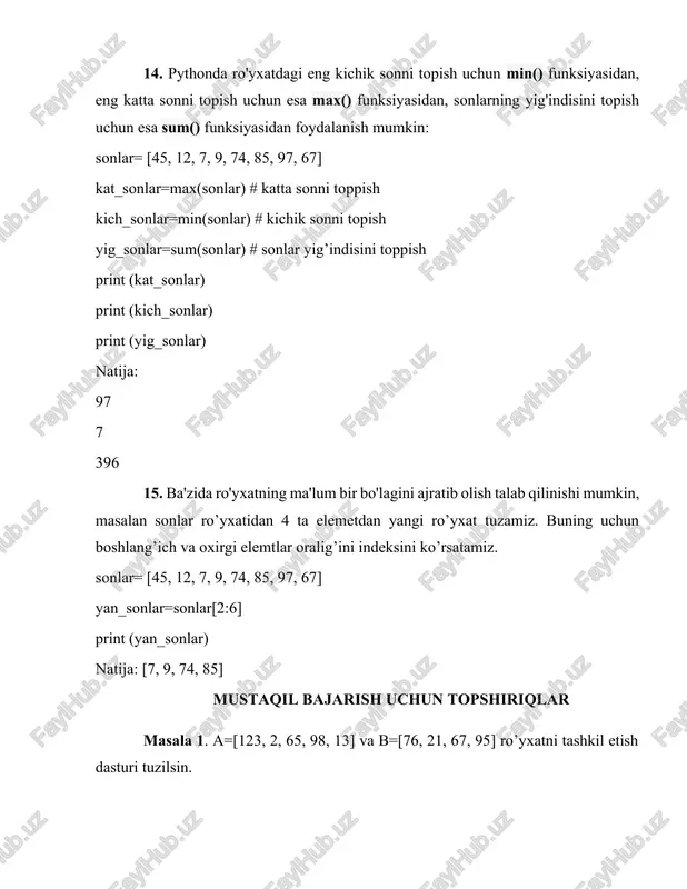 python dasturlash tilida to’plamlar bilan ishlash (list) - Page 5