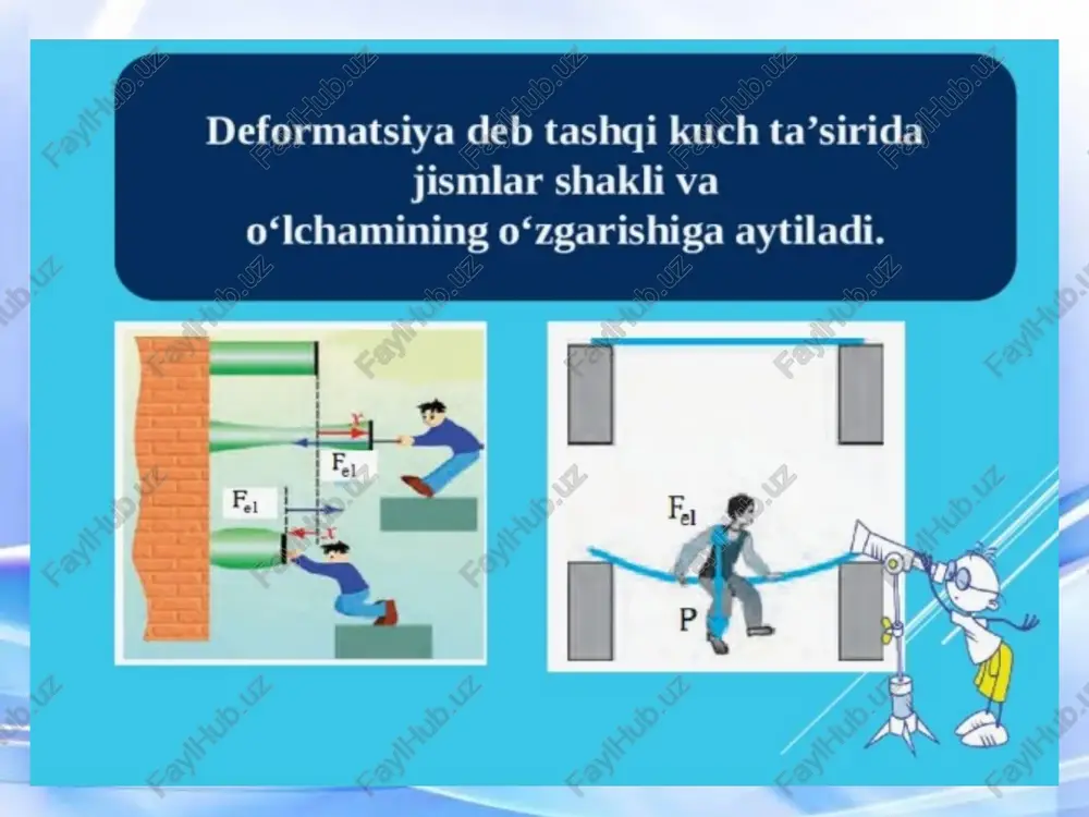 turlari amaliyotdan misollar: a) radiouzatgichda – tok tebranishi; b) tovush ta’sirida mikrofon membranasining tebranishi; c) kristall panjarada atomlar tebranishi. jism oʻzining muvozanat holati atrofida tebranganida oniy siljish quyidagi garmonik tebranish qonuni orqali aniqlanadi: x(t)=asin(ωt+φ0), bu yerda x(t) – oniy siljish, a – amplituda, ω – burchak chastota, φ0 – boshlangʻich faza, t – vaqt. garmonik tebranma harakat kinematikasi garmonik tebranma harakat grafigi sinusoida boʻladi, unda amplituda muvozanat holatidan maksimal ogʻishni koʻrsatadi. garmonik tebranishda tezlik deb koʻchishdan vaqt boʻyicha olingan birinchi tartibli differensialga aytiladi: yoki . maksimal tezlik: ga teng. muvozanat holatdan oʻtishda (x=0 da) tezlik maksimal boʻladi; chetki nuqtalar (x=a) da tezlik noʻlga teng. garmonik tebranishda tezlanish siljishdan vaqt boʻyicha olingan ikkinchi tartibli hosilaga teng: . xususiyatlari: a) tezlanish koʻchishga qarama-qarshi yoʻnalgan; b) tezlanish siljish miqdoriga proporsional. masalan tezlanish: . x, v va a orasidagi bogʻlanish: , . tezlanish jismni muvozanat holatiga qaytarishga harakat qiladi; siljish minimal boʻlganda tezlik eng …