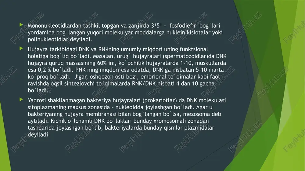 tib olgan. ikkita barqaror izotopi bor: 14n (99,635 %) va 15n (0,365 %); radioaktiv sunʼiy izotoplari ham bor, bulardan eng uzoq, mavjud boʻladigani 13n dir (yarim yemirilish davri 10,08 daqiqa). sanoatda suyultirilgan havoni parchalab olinadi. azot turmushda ham juda kerakli hisoblanadi. azot boshqa olisdagi sayyoralarda ham qattiq holatda uchraydi masalan,uran sayyorasi sirtida qattiq holatda azot(n) uchraydi. azot(n) vodorod bilan bir necha xil moddalarni hosil qiladi. azotning vodorodli birikmalari ichida eng muhimi va amaliyahamiyatga ega bõlgani ammiakdir. uning molekularformulasi nh³ kõrinishda bõladi. azot vodorodga nisbatan elektro-manfiy elementligi uchun ammiak molekulasiqutbli hisoblanadi. image1.png image2.png image3.jpeg image4.png image5.png /docprops/thumbnail.jpeg